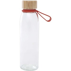 Porto 500 ml glass water bottle with silicone handle and bamboo lid, brick