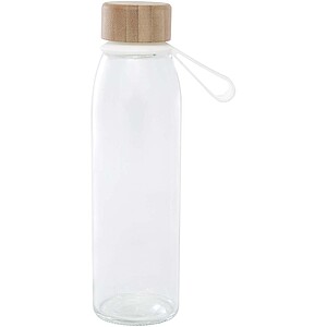 Porto 500 ml glass water bottle with silicone handle and bamboo lid, transparent clear