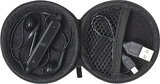 Pouch with in-ear earphones