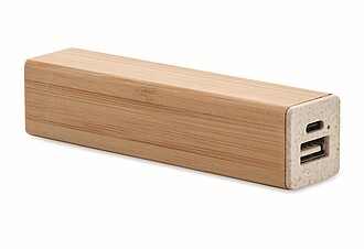 Power bank 2600 mAh in bamboo case
