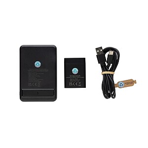 Powerbase RCS recycled plastic 3 in 1 charger with powerbank, black