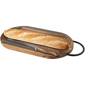 Prestige acacia wood chopping board with bread knife, wood
