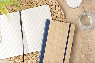 PU and bamboo notebook Dorita