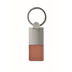 PU and metal key ring, brown