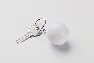 PU ball shape key ring, white