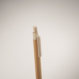 Push button ball pen in bamboo, beige