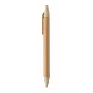 Push button ball pen in bamboo, beige