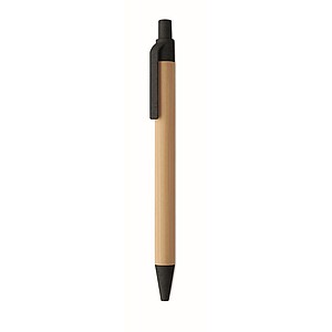 Push button ball pen in bamboo, black