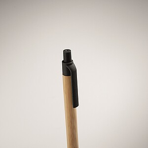 Push button ball pen in bamboo, black