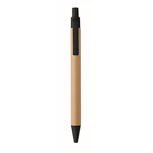 Push button ball pen in bamboo, black