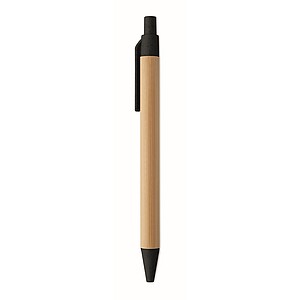 Push button ball pen in bamboo, black