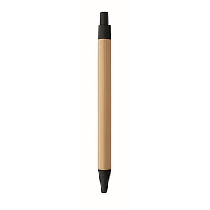 Push button ball pen in bamboo, black