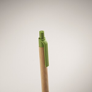 Push button ball pen in bamboo, green