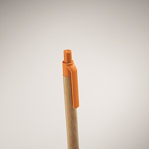 Push button ball pen in bamboo, orange