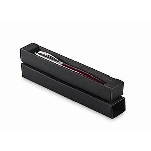 Push button pen in box, burgundy