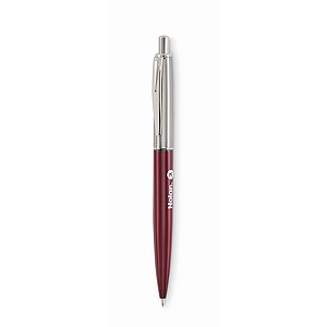 Push button pen in box, burgundy