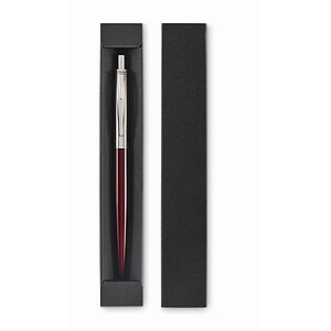 Push button pen in box, burgundy