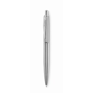Push button pen in box, matt silver