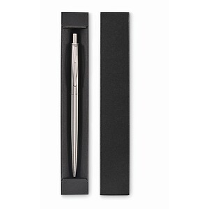 Push button pen in box, matt silver