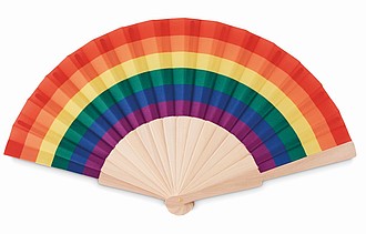 Rainbow wooden hand fan