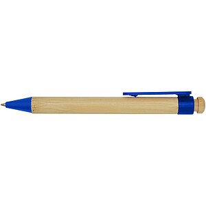 Rattan bamboo and recycled plastic ballpoint pen, blue