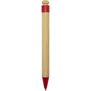 Rattan bamboo and recycled plastic ballpoint pen, red