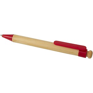 Rattan bamboo and recycled plastic ballpoint pen, red