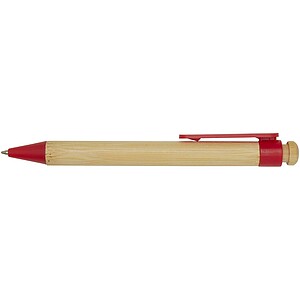 Rattan bamboo and recycled plastic ballpoint pen, red