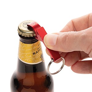 RCS recycled aluminum bottle and can opener, red