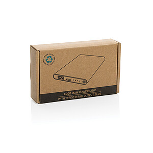 RCS recycled plastic/aluminum 4000 mah powerbank with type C