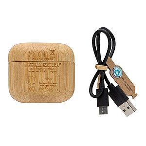 RCS recycled plastic & bamboo TWS earbuds