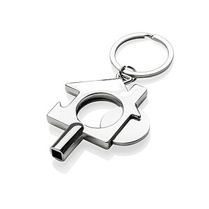 RCS recycled zinc alloy 3 in 1 keychain, silver