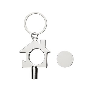 RCS recycled zinc alloy 3 in 1 keychain, silver