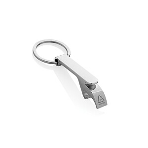 RCS recycled zinc alloy bottle opener keychain, silver