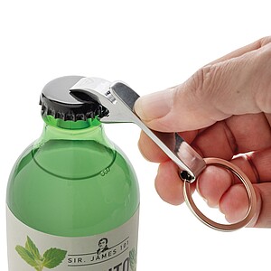 RCS recycled zinc alloy bottle opener keychain, silver