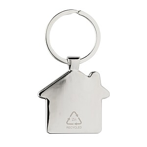RCS recycled zinc alloy house keychain with bamboo, silver