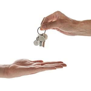 RCS recycled zinc alloy radiator key keychain with coin, silver