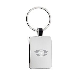 RCS recycled zinc alloy rectangle keyring, silver