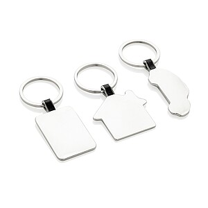 RCS recycled zinc alloy rectangle keyring, silver