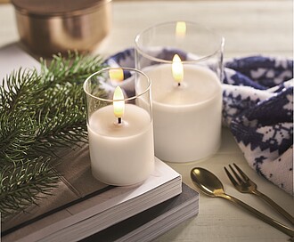 Real flame-effect LED wax candle