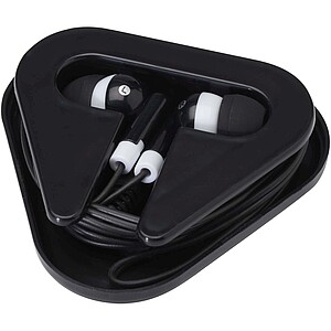 Rebel earbuds with recycled plastic storage box, solid black