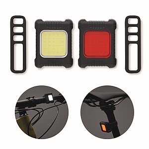 Rechargeable bike light set, black