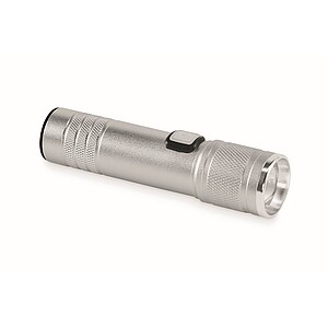 Rechargeable COB light torch, matt silver