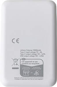 Recycled ABS powerbank Tavi, white