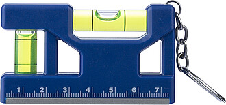 Recycled ABS spirit level keychain Indira, cobalt blue