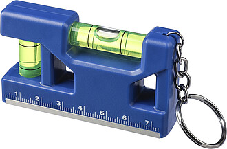 Recycled ABS spirit level keychain Indira, cobalt blue