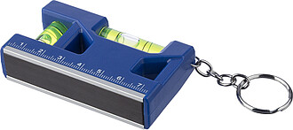 Recycled ABS spirit level keychain Indira, cobalt blue