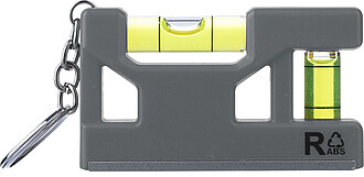 Recycled ABS spirit level keychain Indira, grey