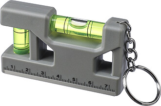 Recycled ABS spirit level keychain Indira, grey