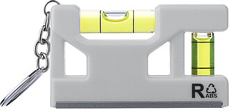 Recycled ABS spirit level keychain Indira, white